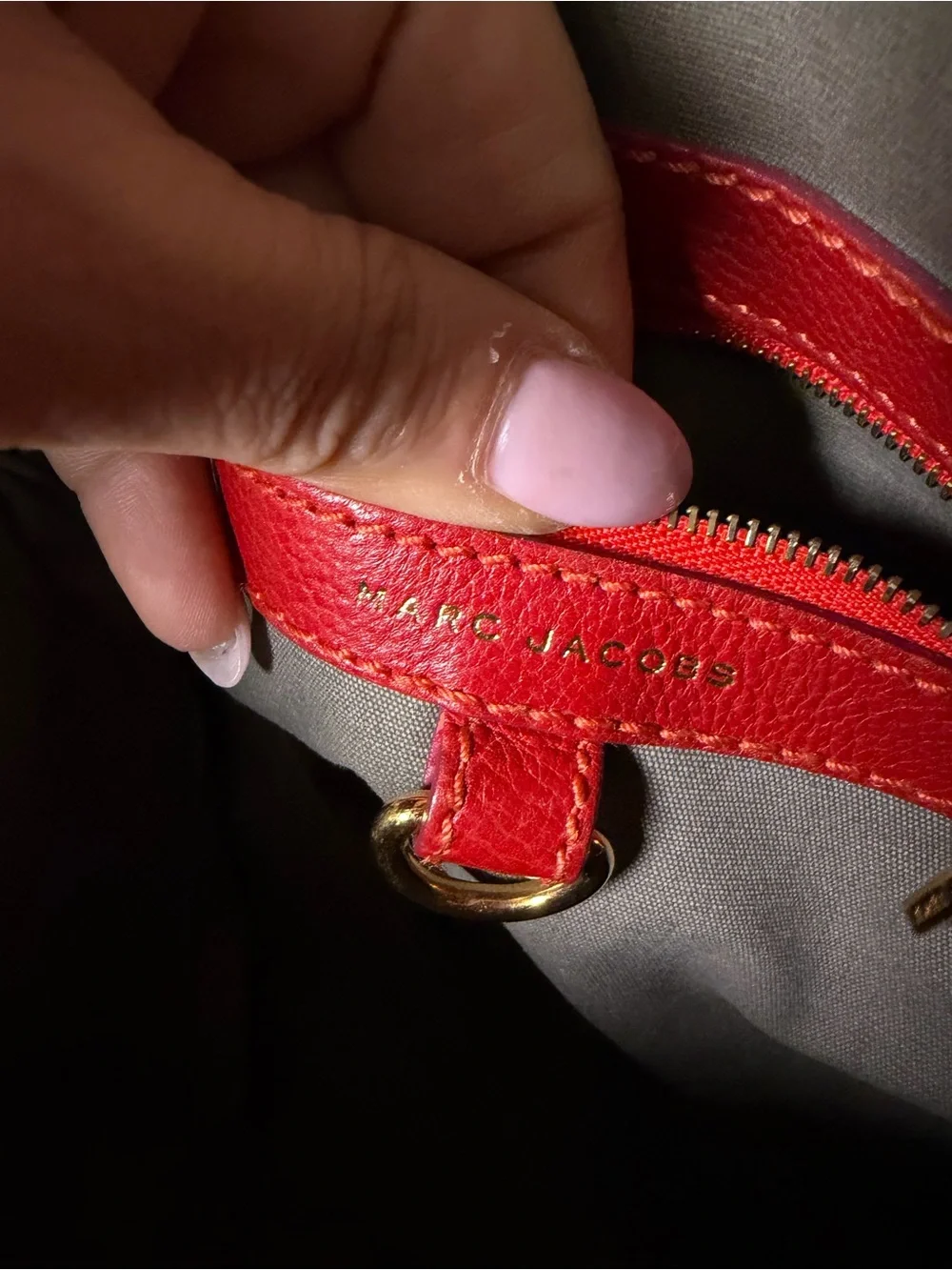 Marc Jacobs Embossed Python Leather Satchel – Coral Red